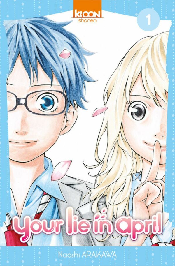 reprensentation de deux personnage de l'univers de your lie in april une femme et un homme à lunette