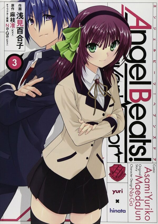 Representation de deux personnages de l'univers d'angel beats! homme au chveux bleu